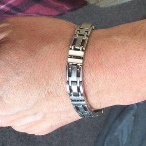 Stainless Steel Bracelet 8.25” w/ stones